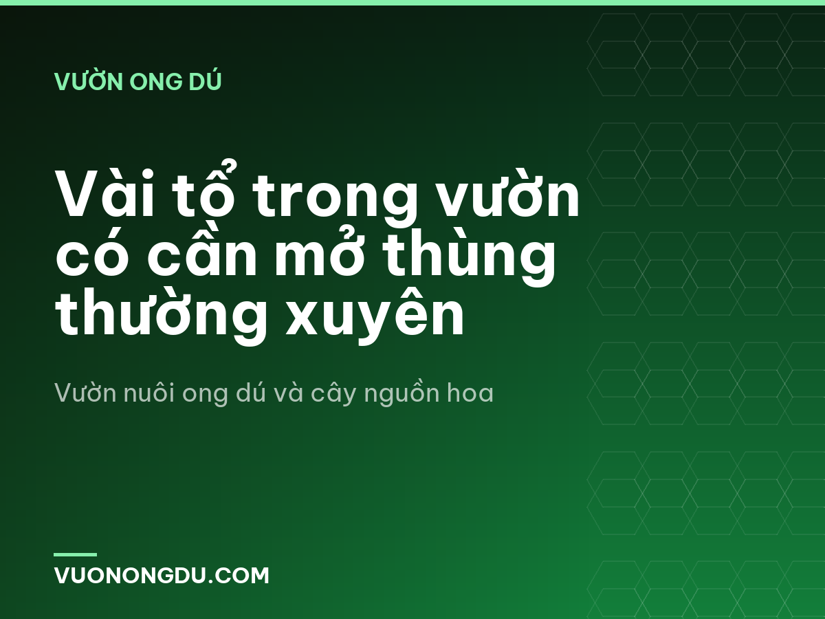 Vài tổ trong vườn có cần mở thùng thường xuyên